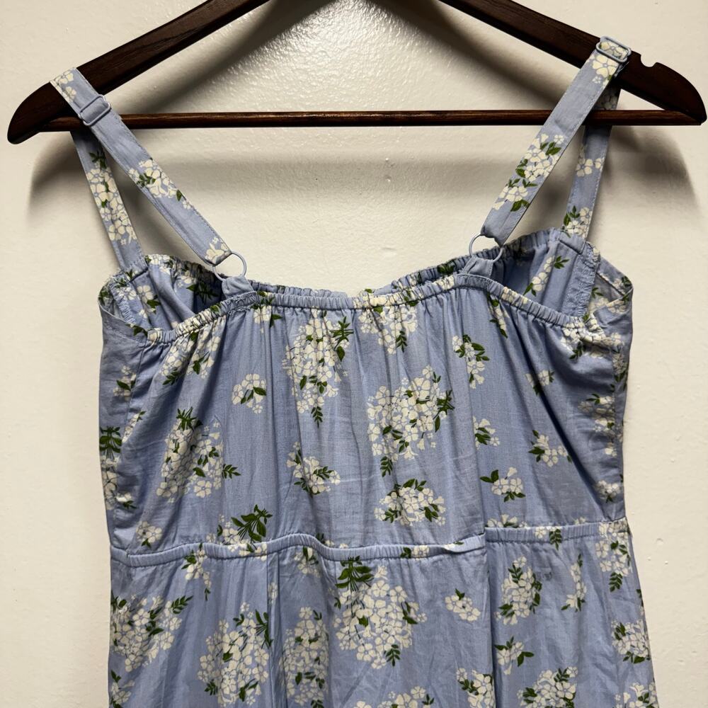 Sim & Sam Floral Maxi Empire Waist Dress M Blue Cotton Sundress Cottagecore Y2K - Picture 7 of 14
